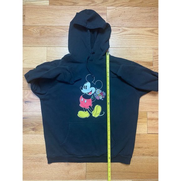 Disney Mickey Mouse Women's XL. Black‎ Hoodie Embroidered Flowers. - Picture 8 of 9